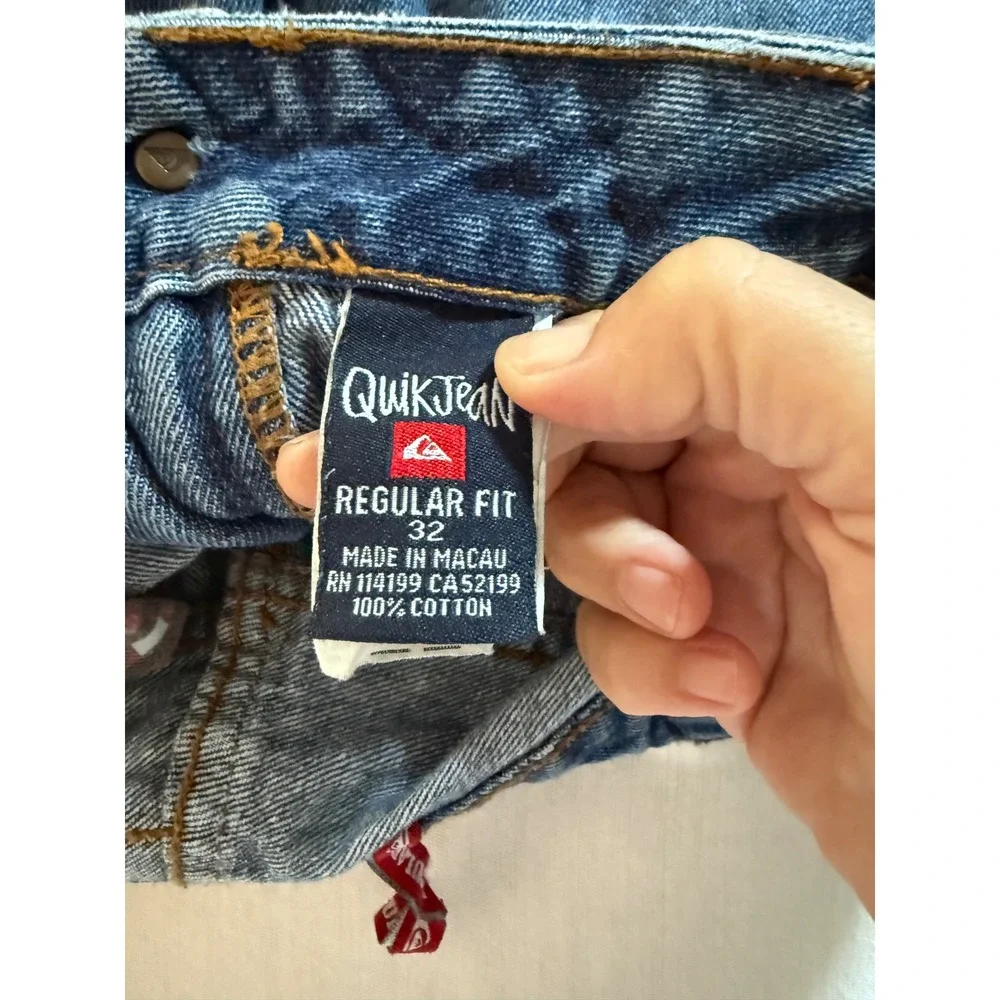 Y2K Quiksilver QuikJean Denim Jean Shorts Mens 32 Blue Regular Fit Skate Surf